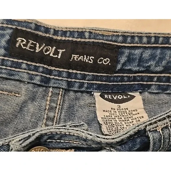REVOLT Jeans Co. Women's 3 Cargo Denim Streetwear Y2K Utility Skater Distressed - Picture 6 of 13